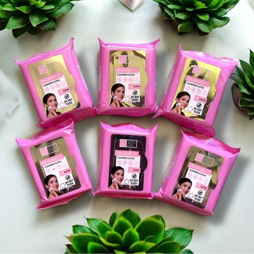 Global Beauty Care Renewing Tightening Plumping Collagen Cleansing Wipes 6 Packs